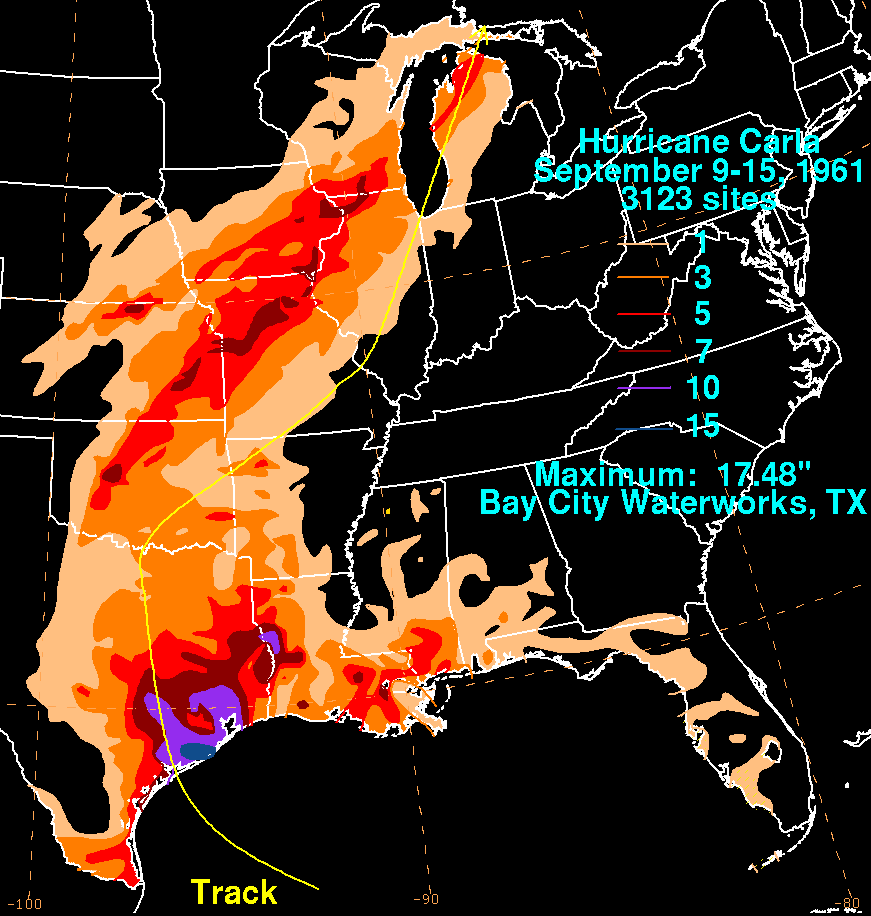 Carla (1961) Storm Total Rainfall