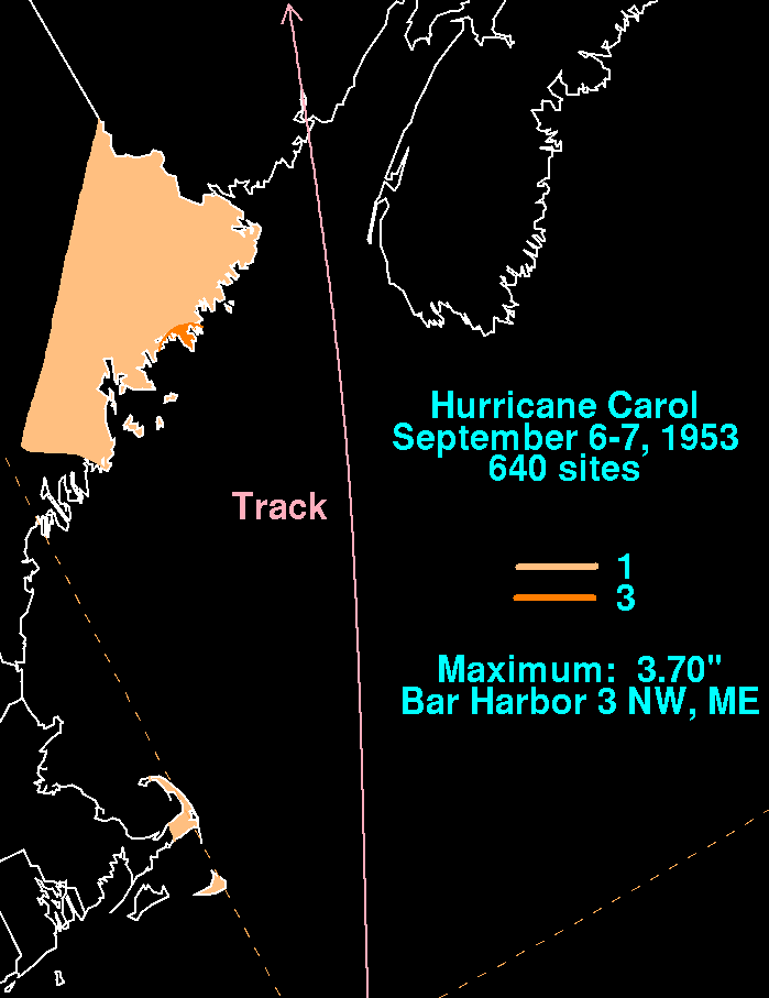 Carol (1953) Storm Total Rainfall