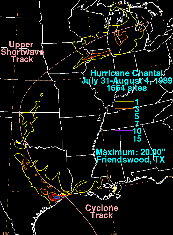 Hurricane Chantal (1989) Rainfall