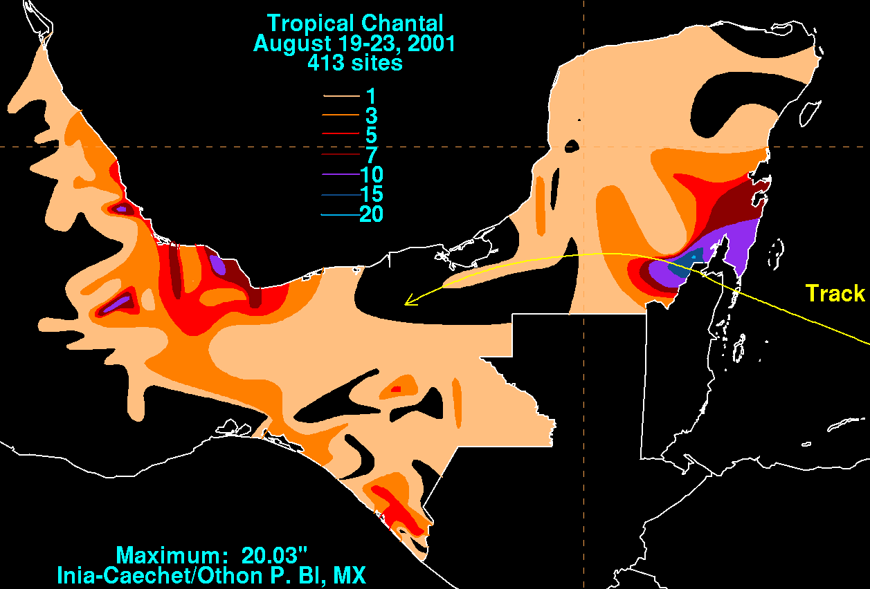 Chantal (2001) Mexico storm total