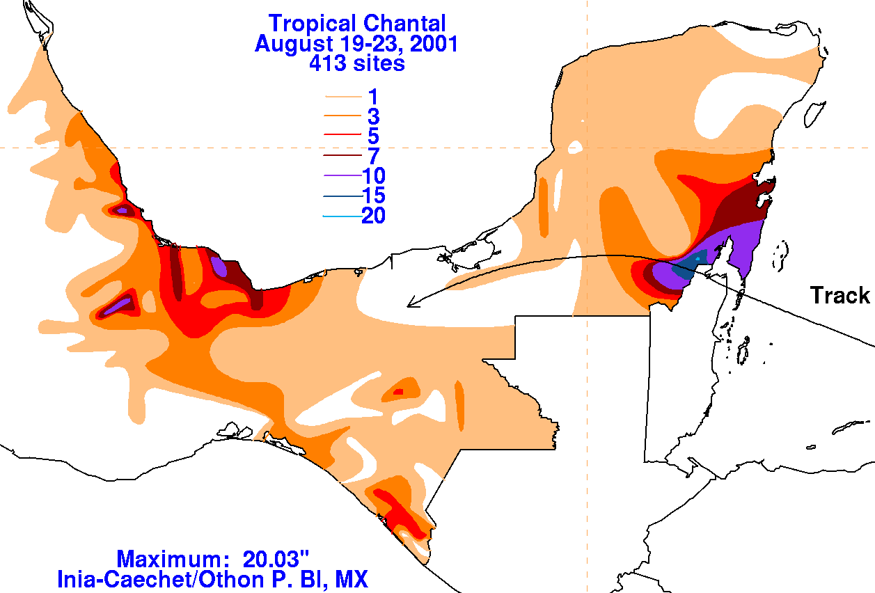 Chantal (2001) Mexico storm total