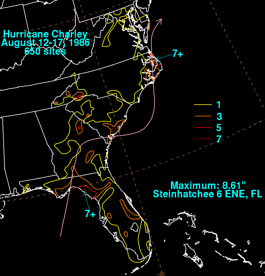 Charley (1986) Storm Total Rainfall