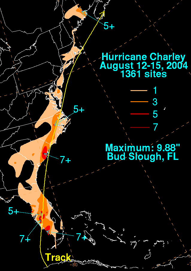 Charley (2004) Filled Contour Rainfall