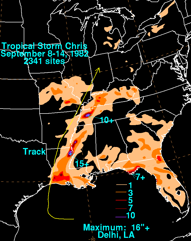 Tropical Storm Chris (1982) Rainfall