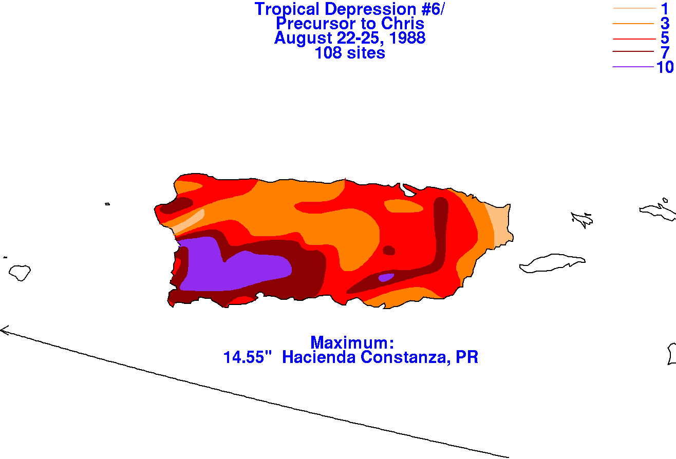 Tropical Depression Chris (1988) Rainfall for the Northeast Caribbean