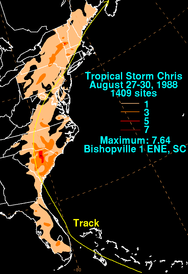 Tropical Storm Chris (1988) Rainfall
