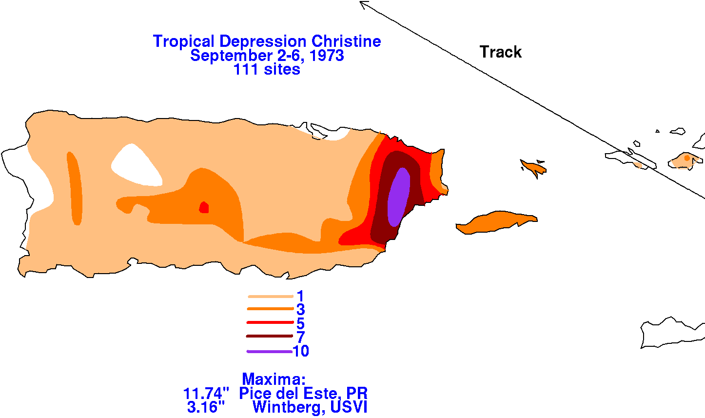 Christine (1973) Puerto Rico Rainfall