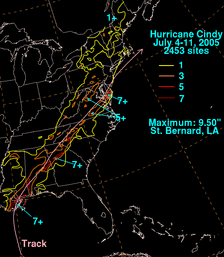 Hurricane Cindy (2005) rain