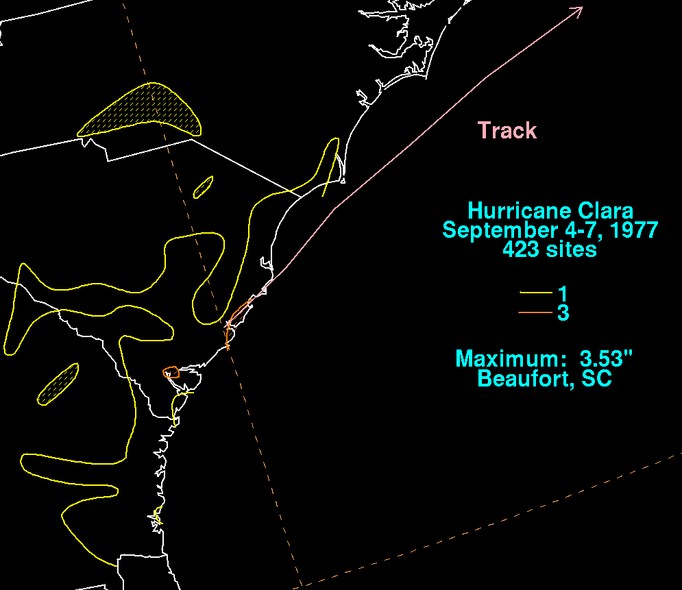 Clara (1977) Storm Total Rainfall
