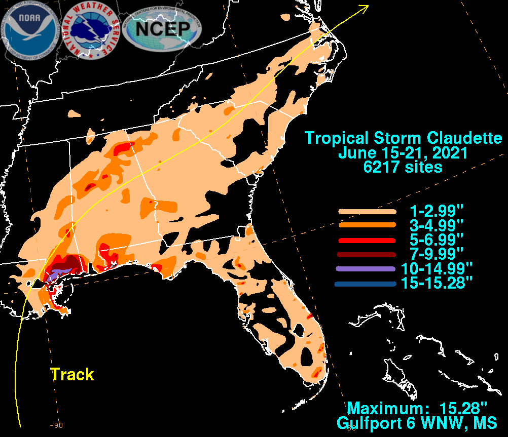 Tropical Storm Claudette (2021) Rainfall