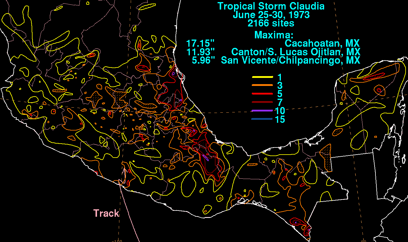 Claudia (1973) Storm Total Rainfall