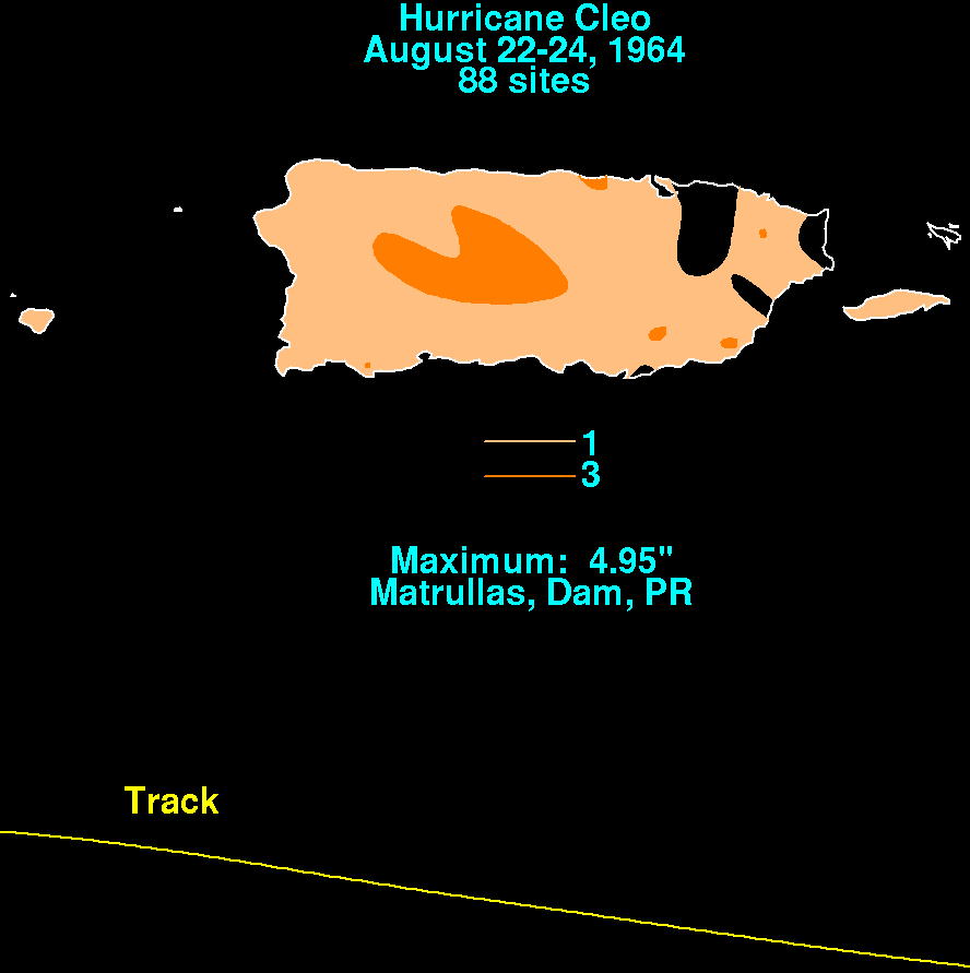 Cleo (1964) Rainfall over Puerto Rico