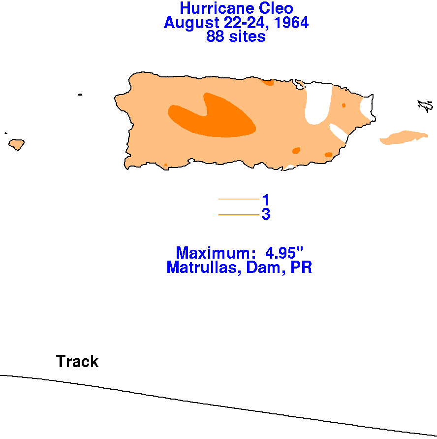 Cleo (1964) Rainfall over Puerto Rico