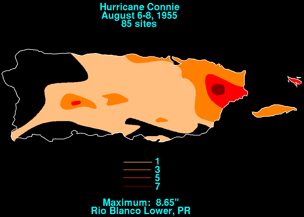 Connie (1955) Rainfall for Puerto Rico