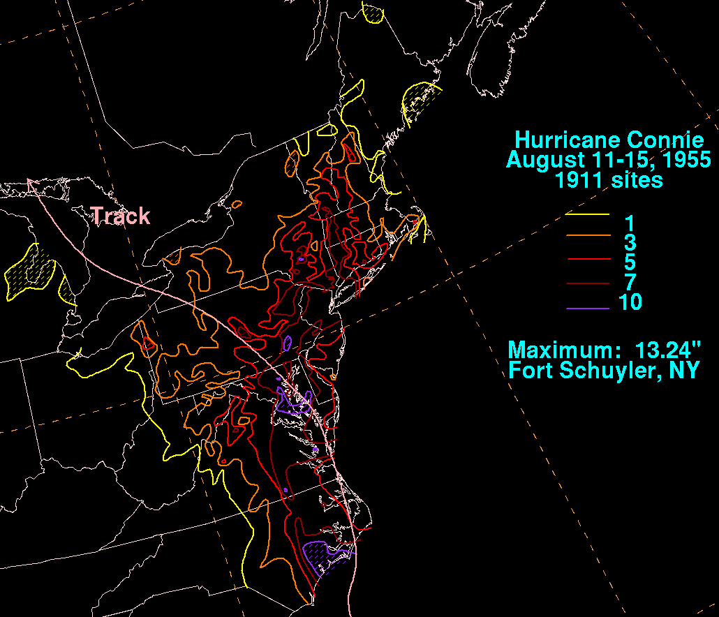 Hurricane Connie (1955) Rainfall