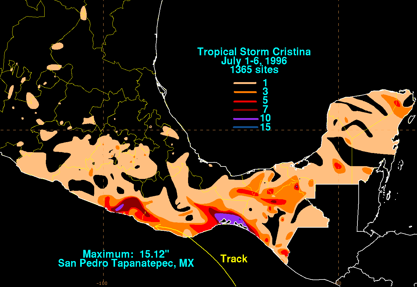Cristina (1996) Storm Total Rainfall