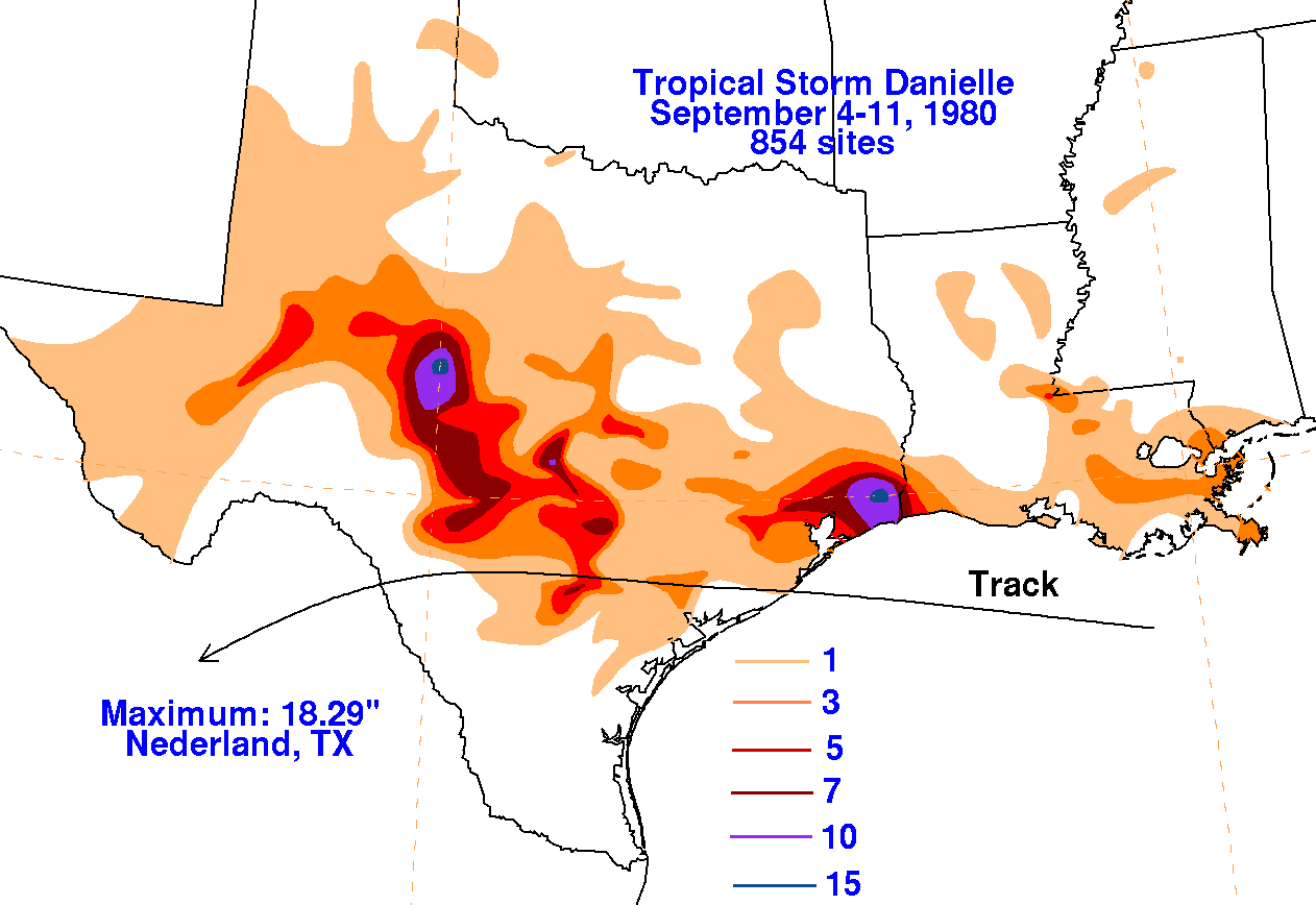 Tropical Storm Danielle (1980) rainfall