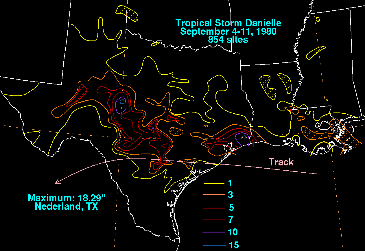Tropical Storm Danielle (1980) rainfall