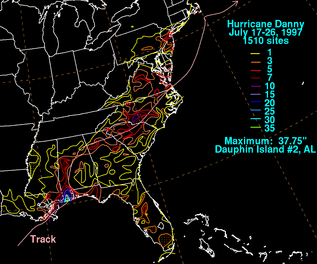 Danny (1997) Storm Total Rainfall