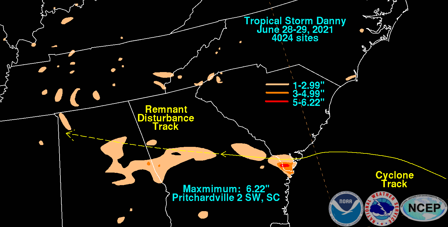 Tropical Storm Danny (2021) Rainfall
