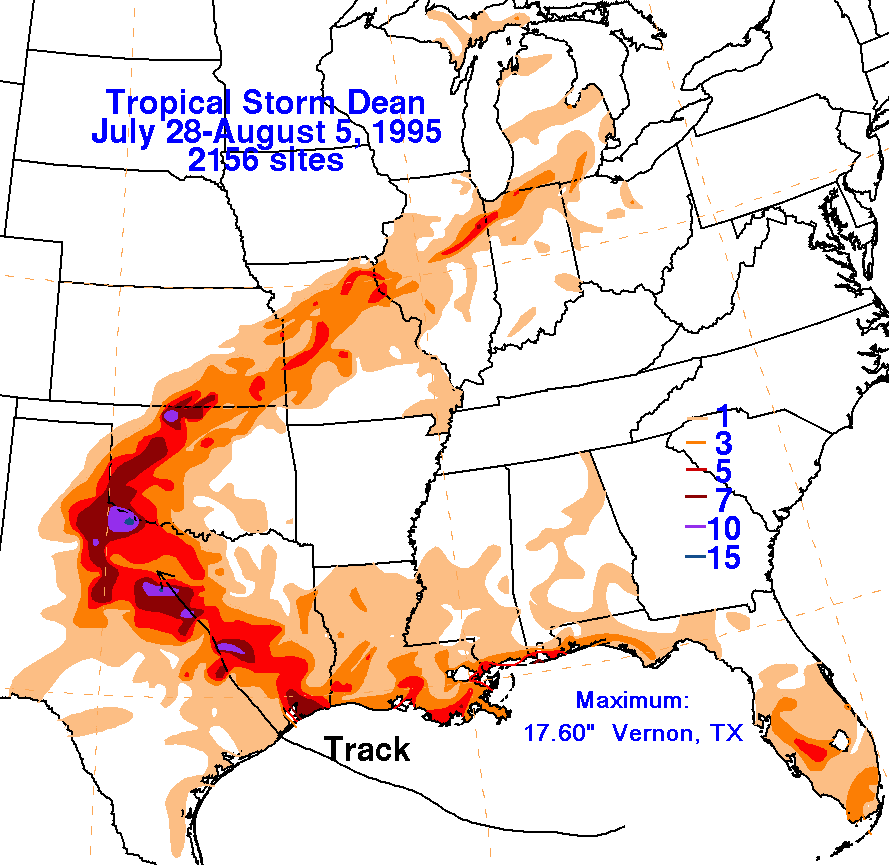 Tropical Storm Dean (1995) Rainfall