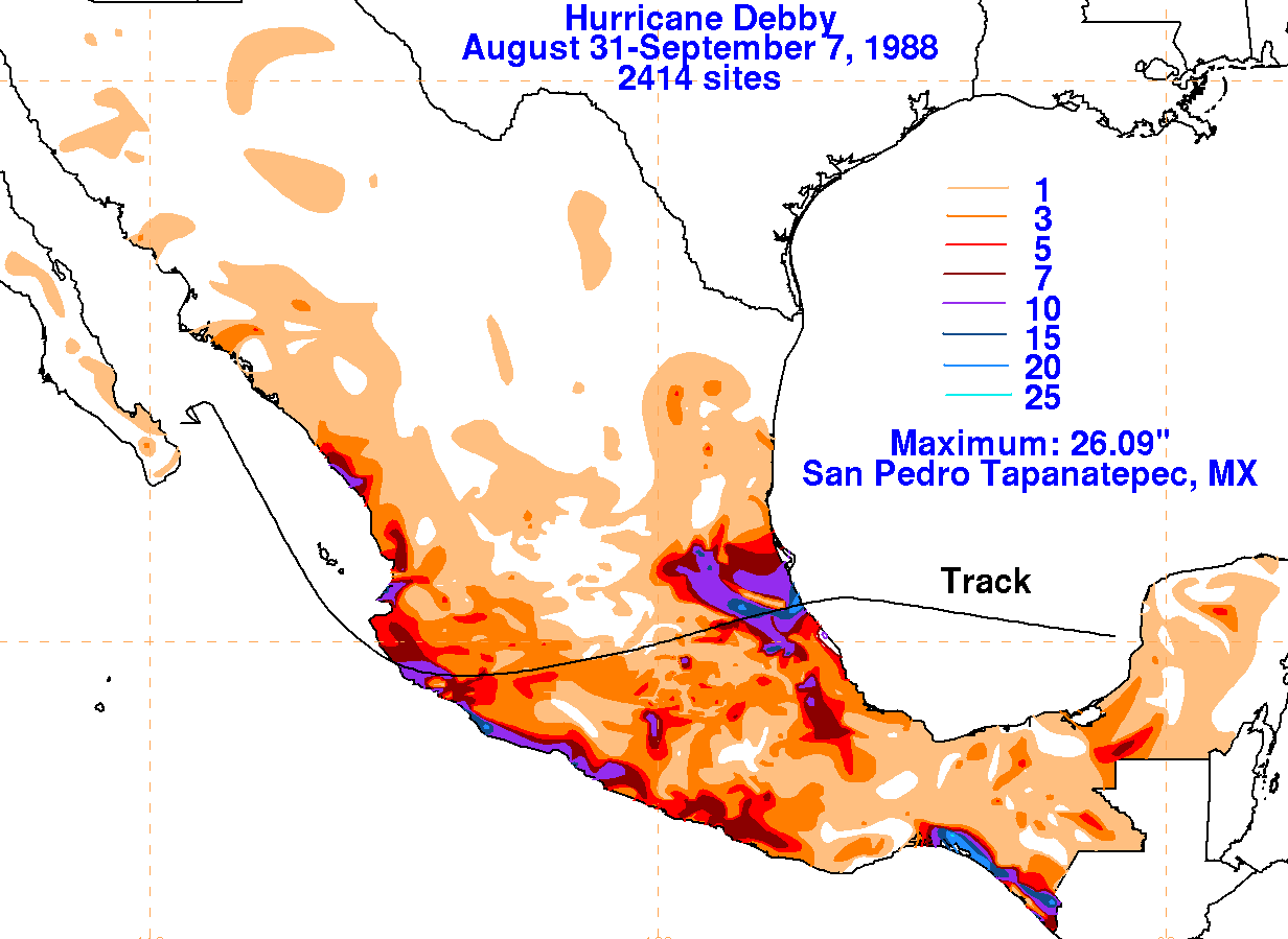 Hurricane Debby (1988) Rainfall