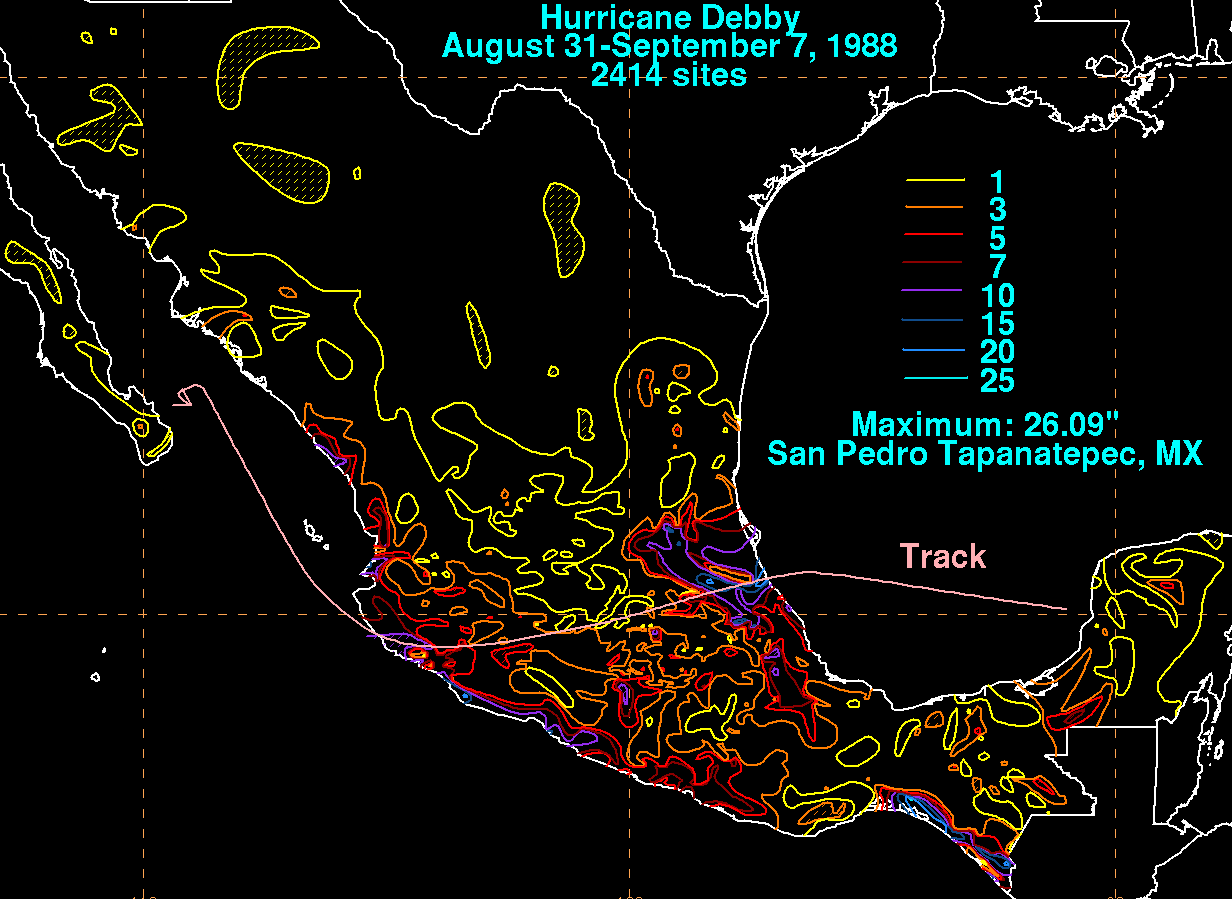 Hurricane Debby (1988) Rainfall