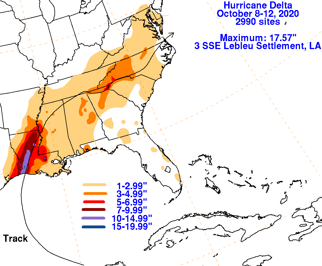 Hurricane Delta (2020) Rainfall