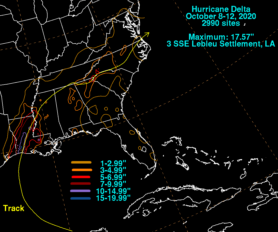 Hurricane Delta (2020) Rainfall