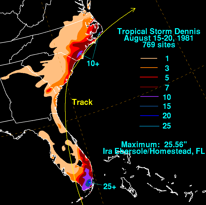 Tropical Storm Dennis (1981) Rainfall