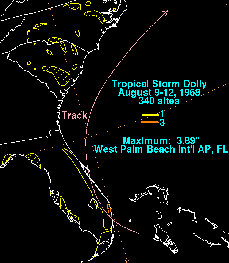 Tropical Storm Dolly (1968) Rainfall