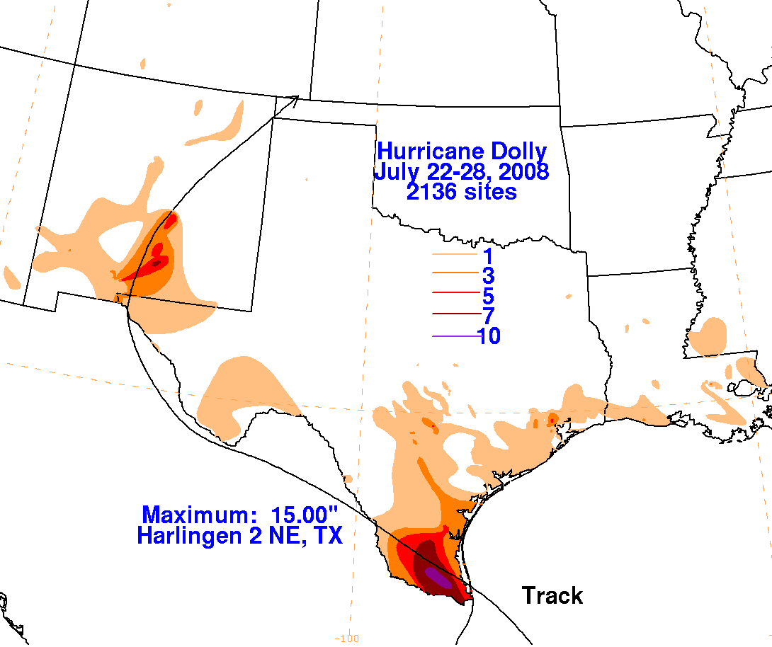 Hurricane Dolly (2008) rain