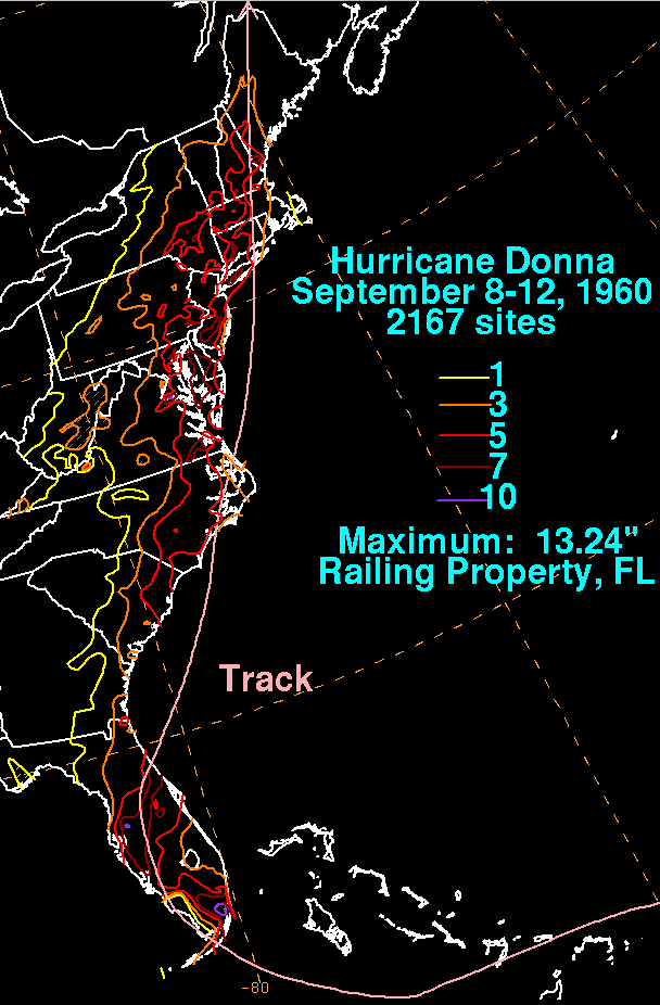 Hurricane Donna (1960) Rainfall