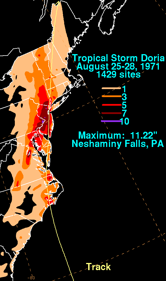 Doria (1971) rainfall graphic
