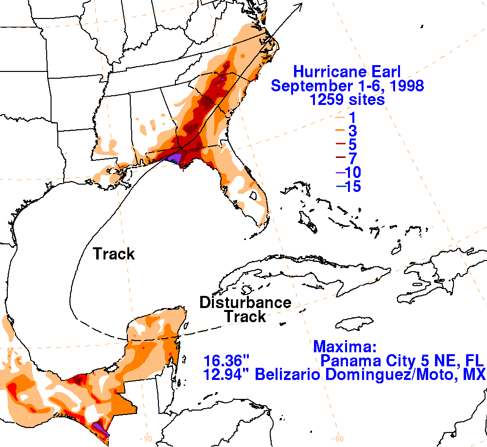 Earl (1998) Storm Total Rainfall