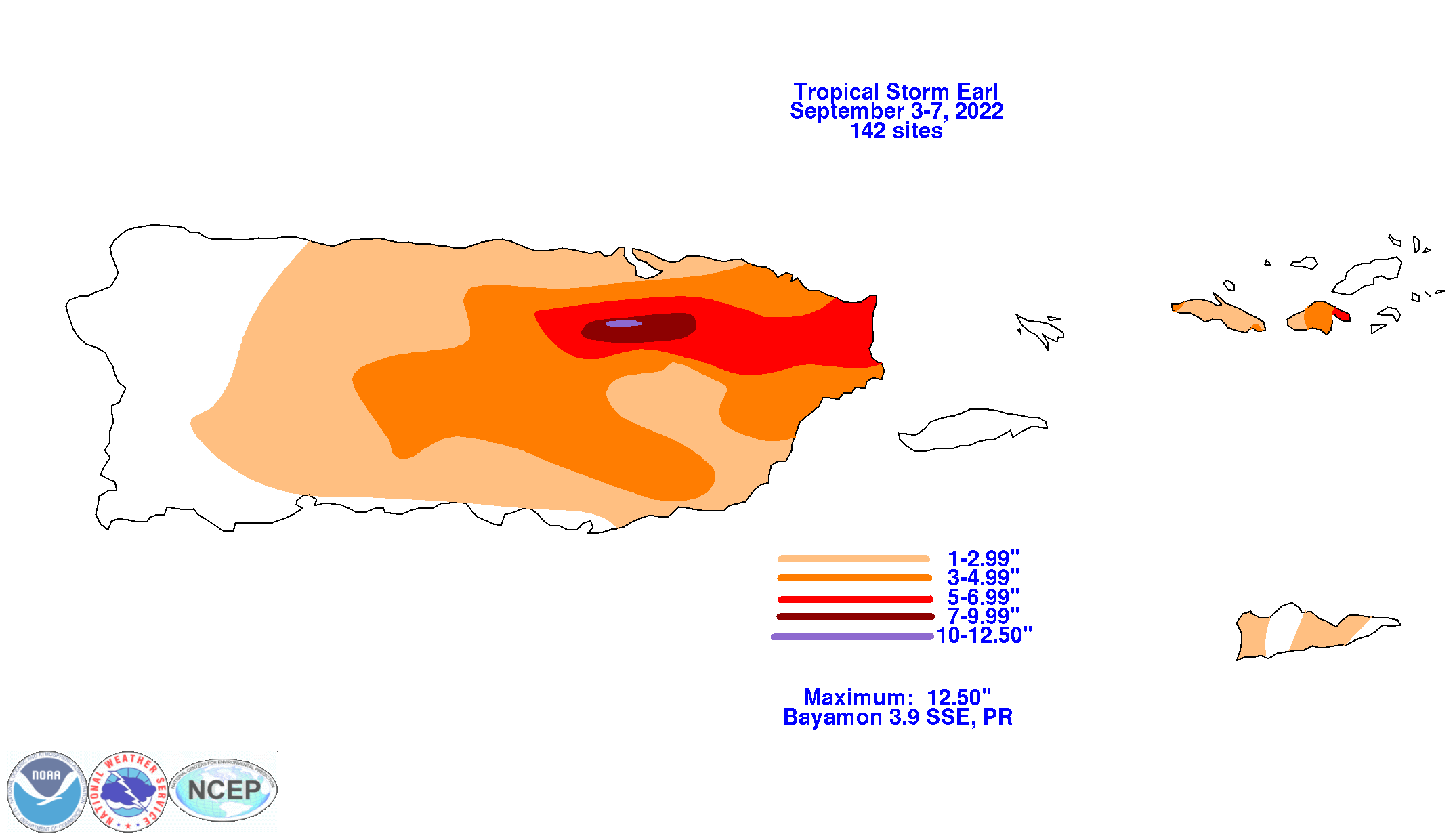 Tropical Storm Earl (2022) Rainfall