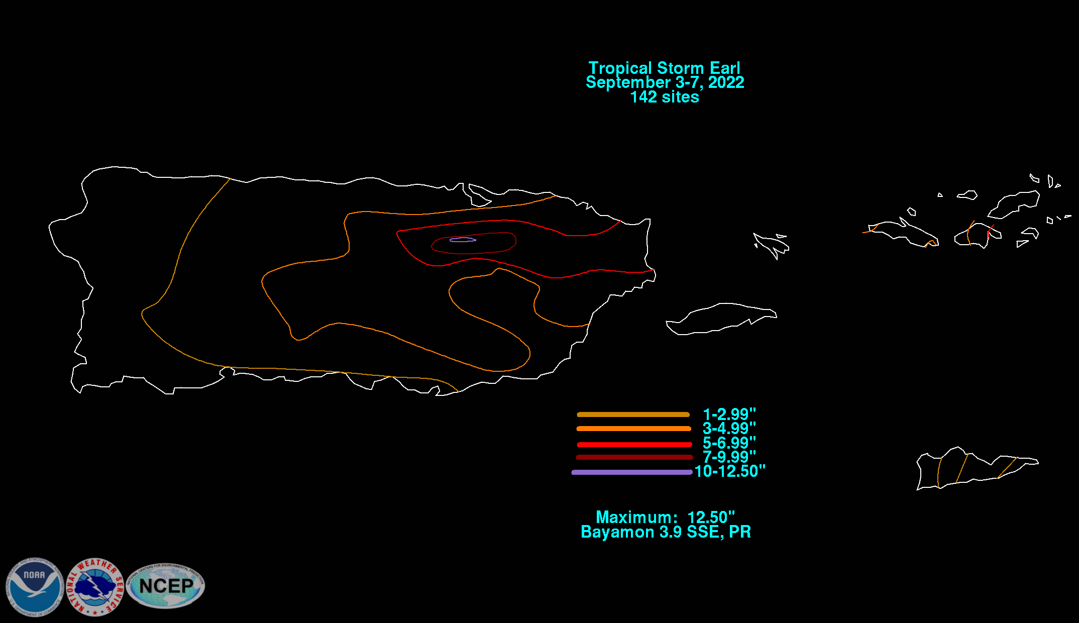 Tropical Storm Earl (2022) Rainfall