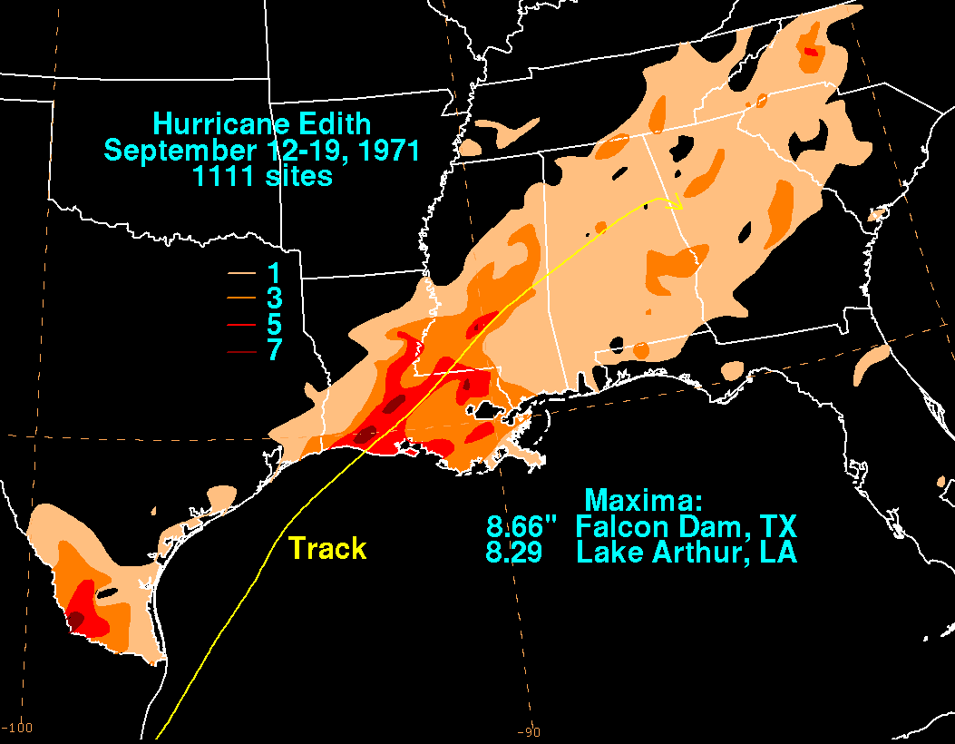 Hurricane Edith (1971) Rainfall