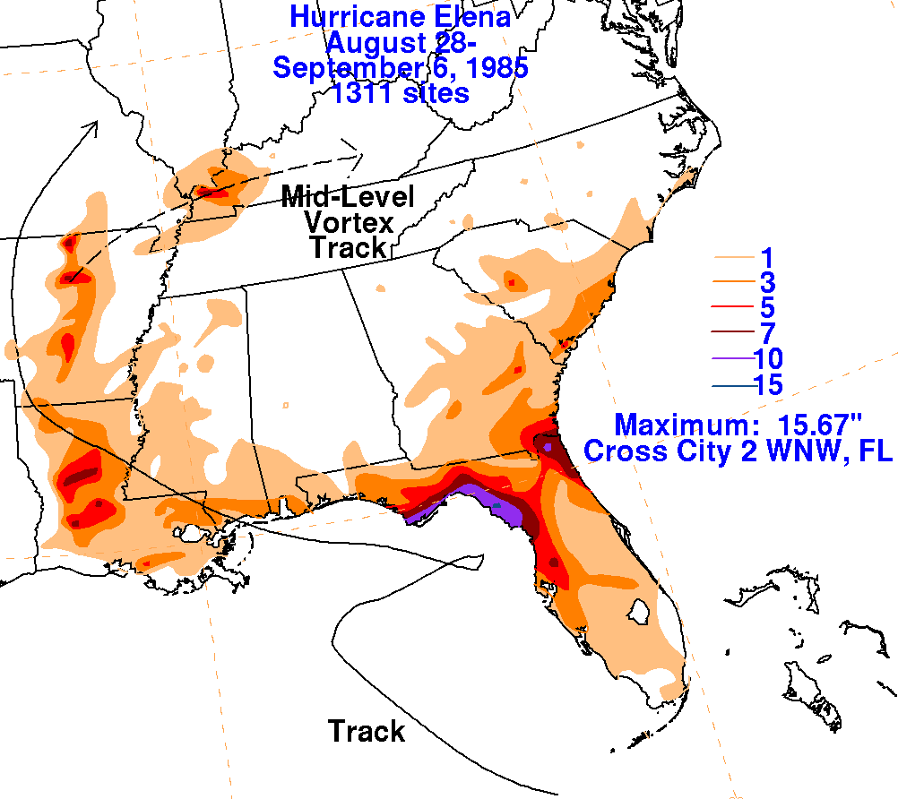Hurricane Elena (1985) Rainfall