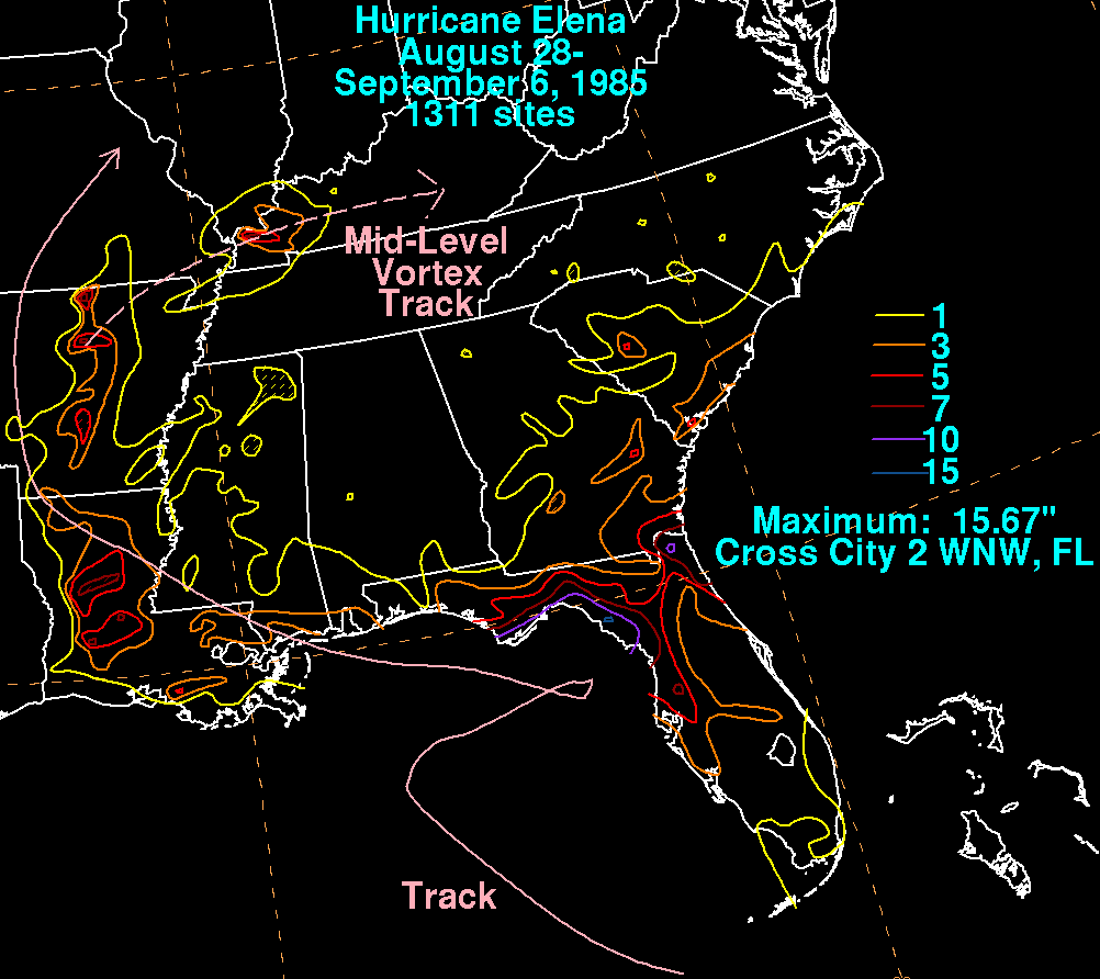 Hurricane Elena (1985) Rainfall