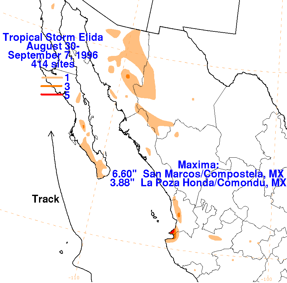 Elida (1996) Storm Total Rainfall
