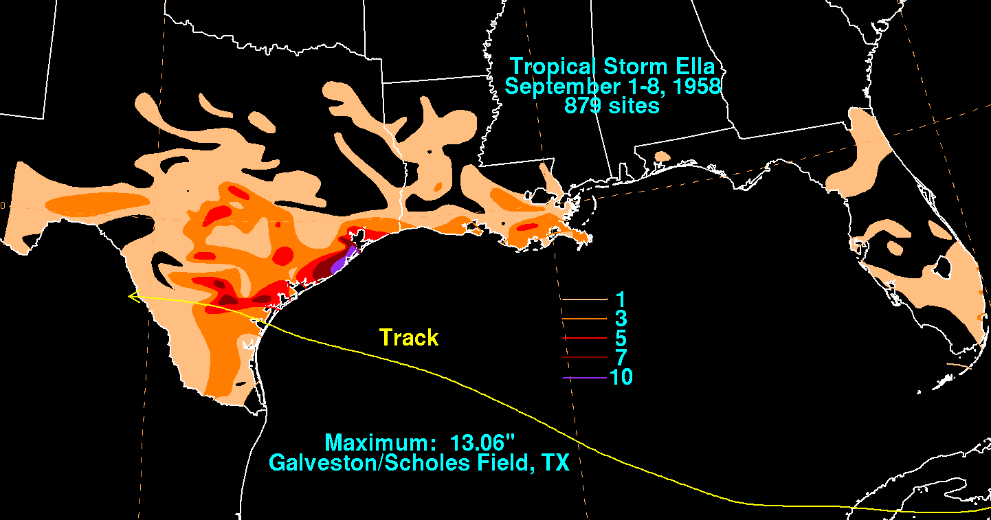 Ella (1958) Storm Total Rainfall