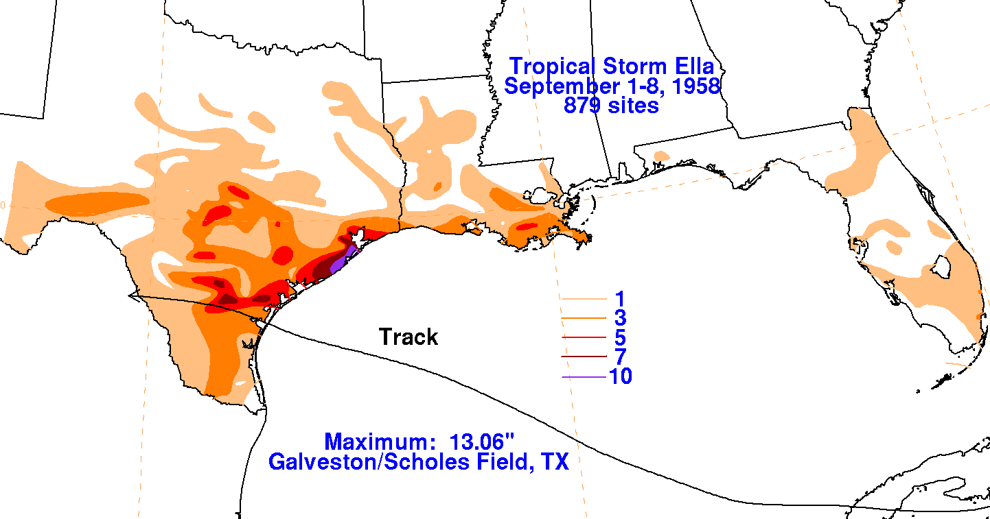 Ella (1958) Storm Total Rainfall