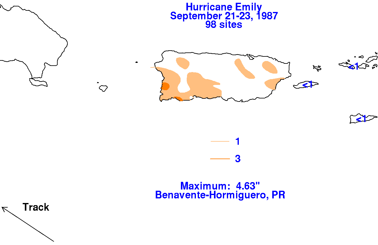 Emily (1987) Northeast Caribbean Rainfall