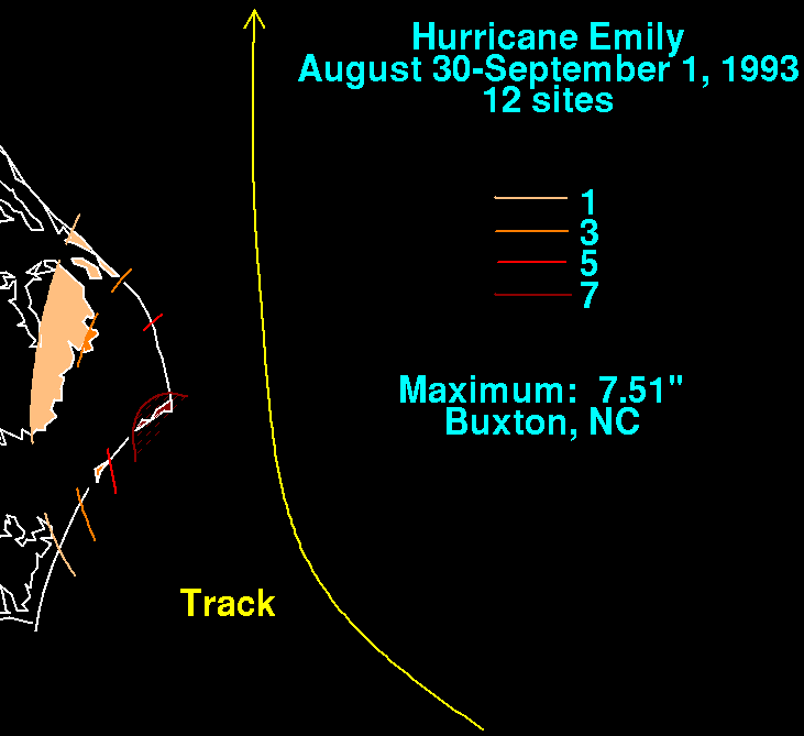 Emily (1993) Storm Total Rainfall