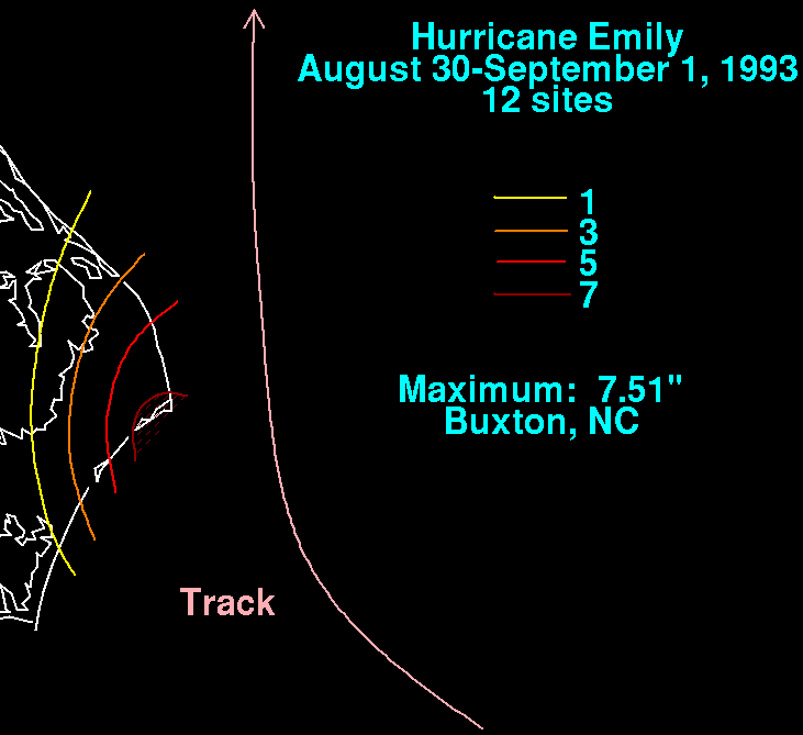 Emily (1993) Storm Total Rainfall