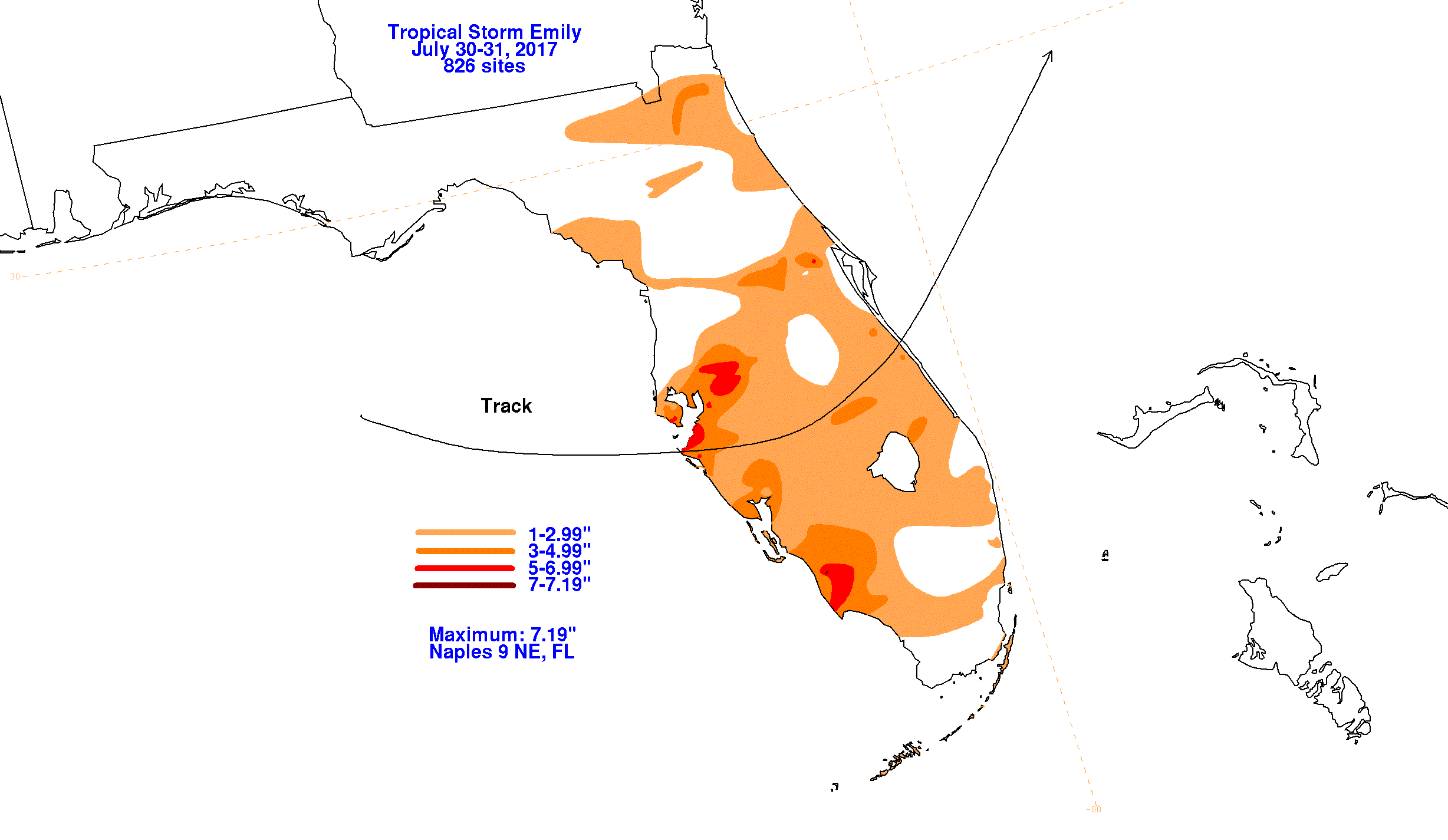 Tropical Storm Emily (2017) Rainfall