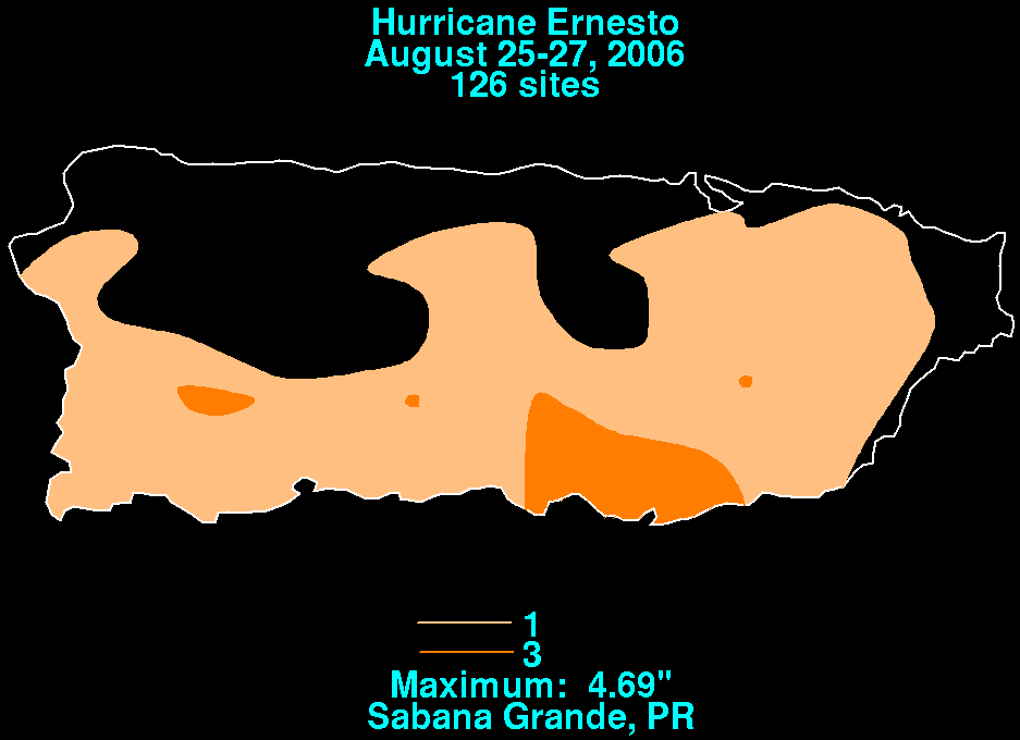 Ernesto (2006) Rainfall for Puerto Rico