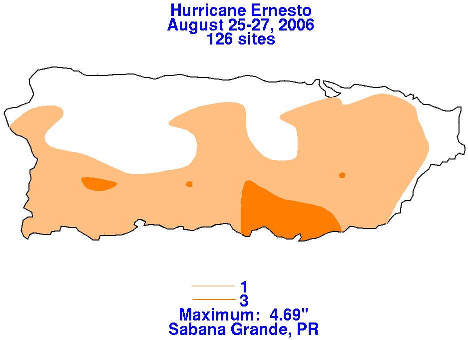 Ernesto (2006) Rainfall for Puerto Rico