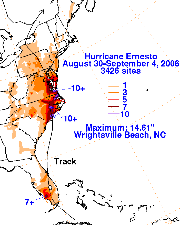 Hurricane Ernesto (2006) Filled Contour With White Background